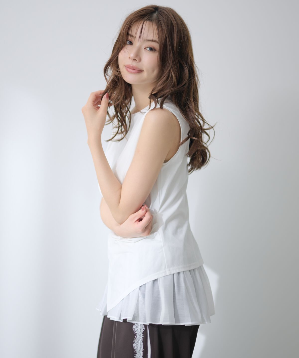 アンドクチュール「ウエストクロスドッキングカットソー」|Tシャツ・カットソー|