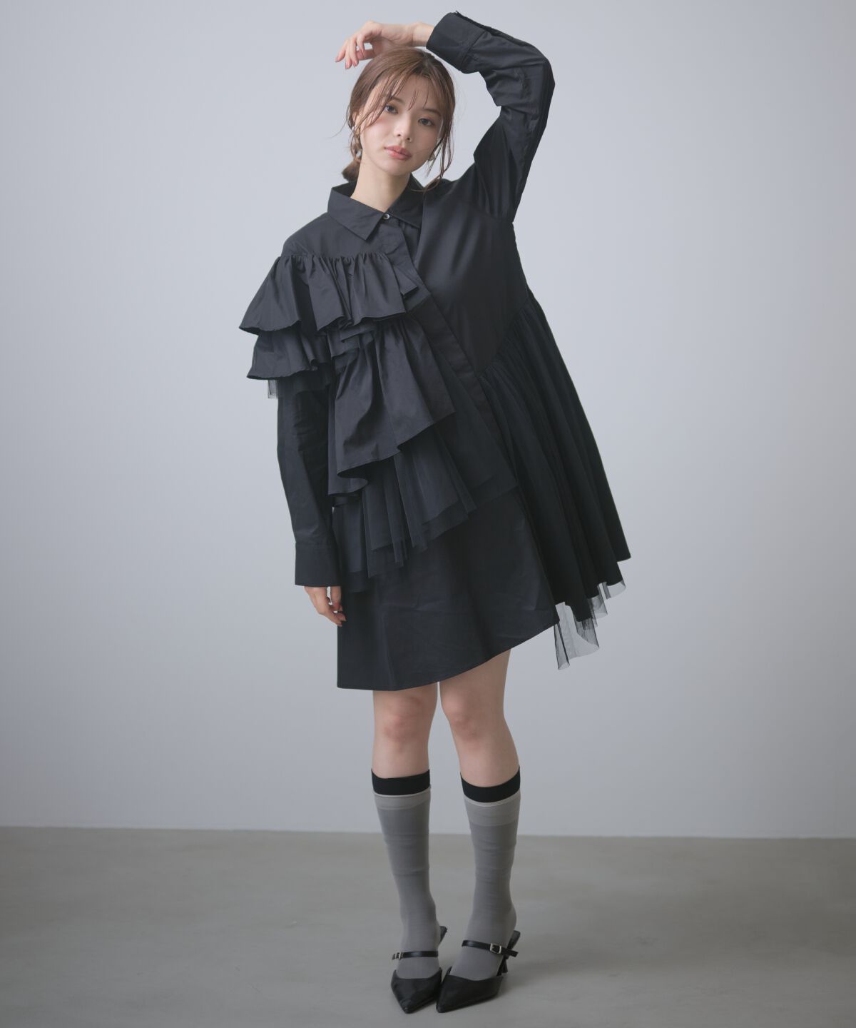 アンドクチュール「アシメラッフルミニワンピース」|ワンピース|