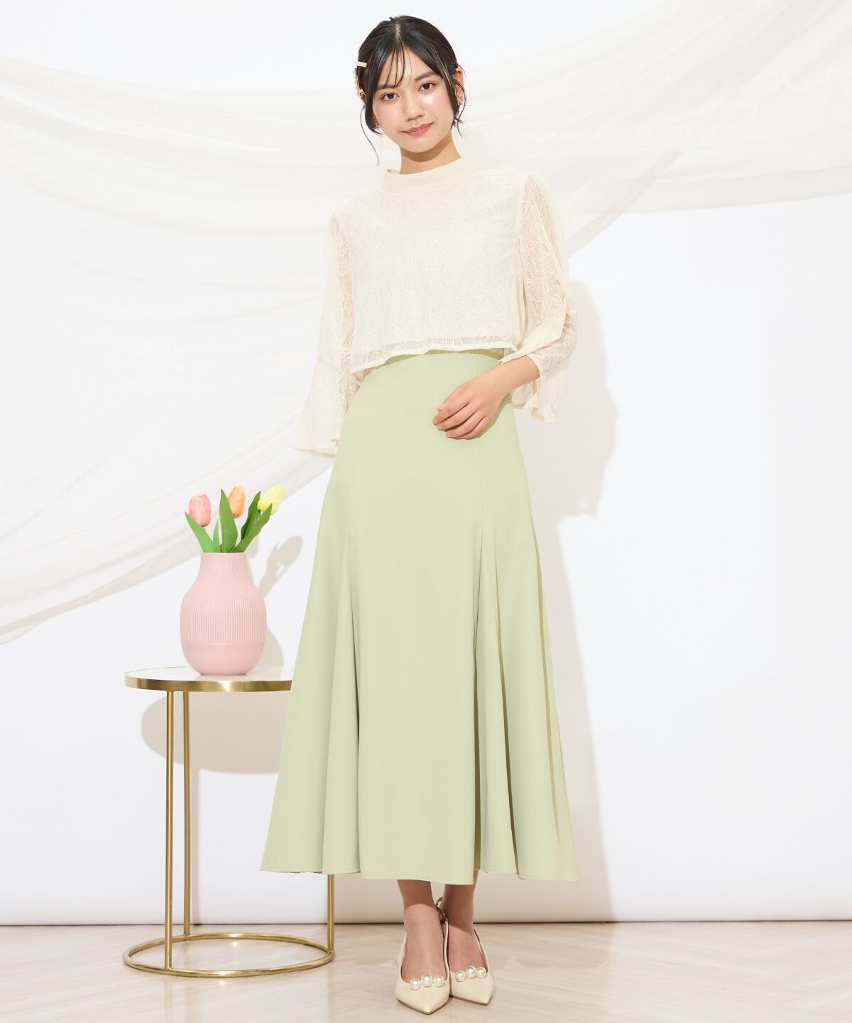 WILLSELECTION「バックレースアップワンピース」|ドレス|ミント