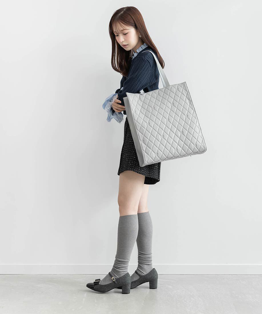  「【A4対応】モノグラム刺繍キルティングトートバッグ」|トートバッグ|