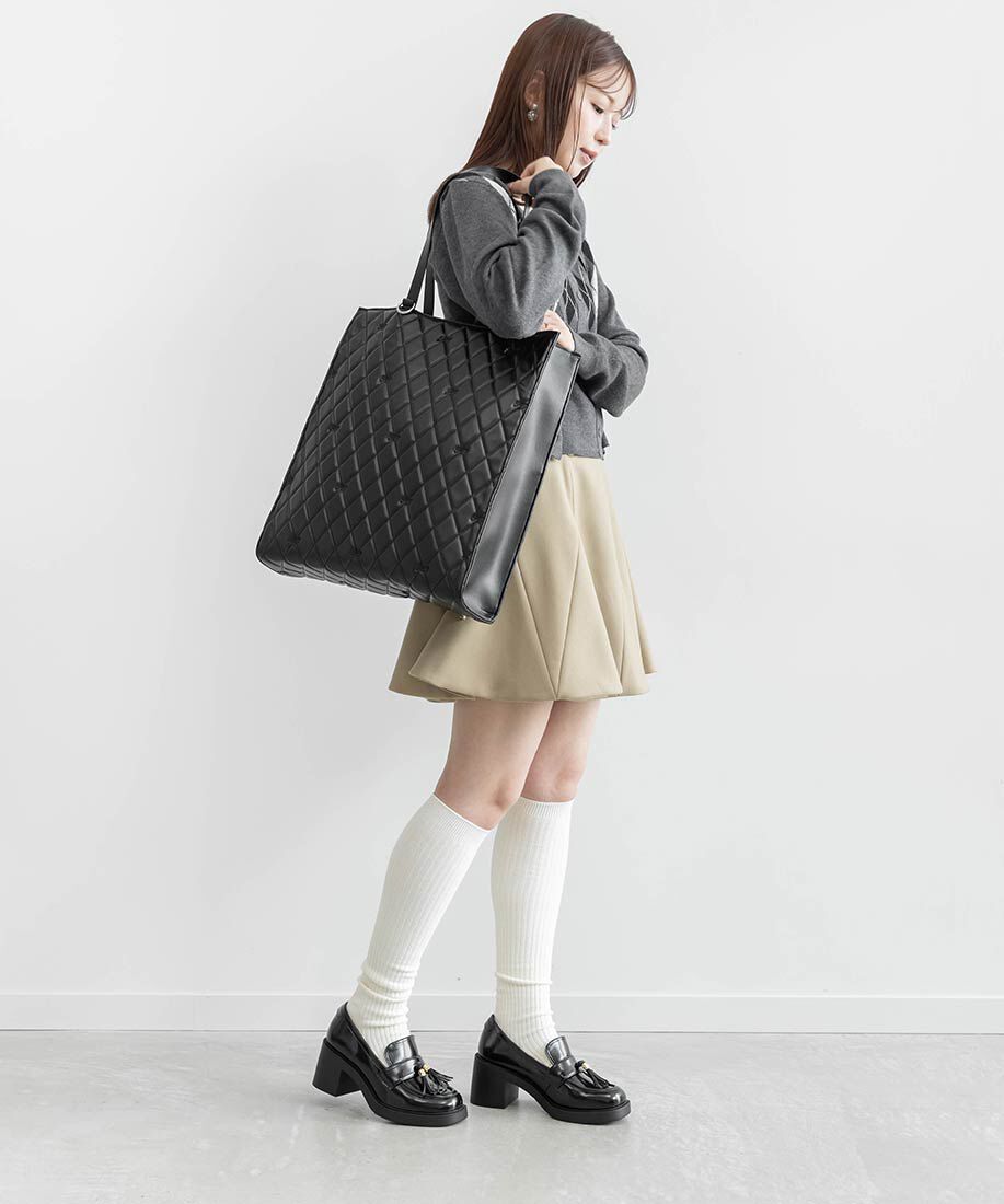  「【A4対応】モノグラム刺繍キルティングトートバッグ」|トートバッグ|