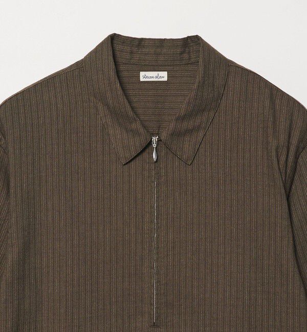 STEVEN ALAN「＜Steven Alan＞ ドレープ ピーチストライプ ジップ プルオーバー」|シャツ・ブラウス|