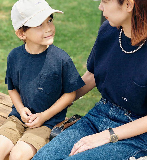SHIPS KIDS「【累計販売数1万枚突破!!】【WEB限定】SHIPS KIDS:100～160cm /SHIPS マイクロロゴ Tシャツ」|Tシャツ・カットソー|ネイビー