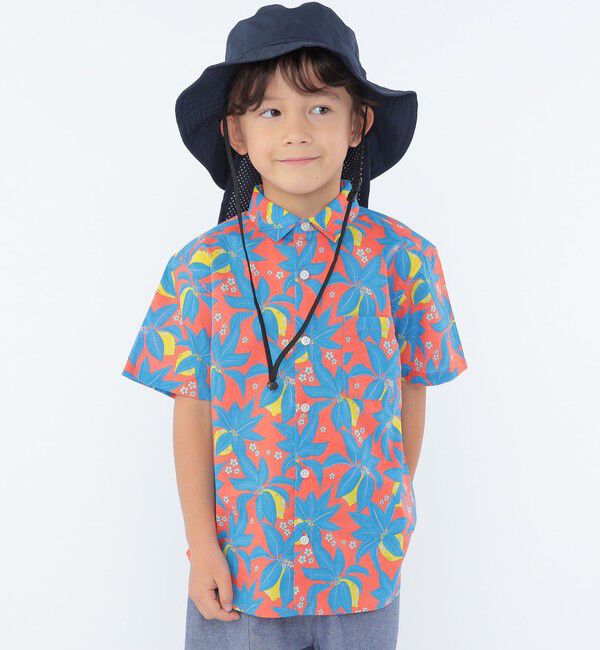 SHIPS KIDS「SHIPS KIDS:100～130cm / リバティ プリント 半袖 シャツ」|シャツ・ブラウス|レッド系