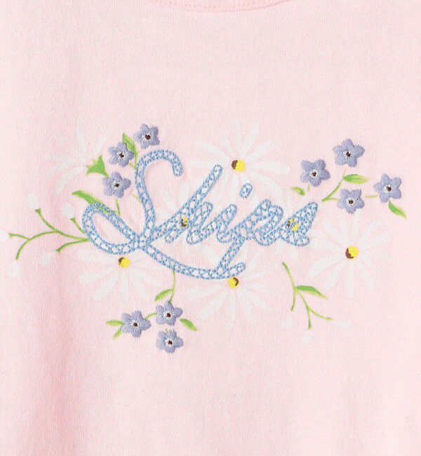 SHIPS KIDS「SHIPS KIDS:100～130cm / ガーリー エンブロイダリー ロゴ Tシャツ」|Tシャツ・カットソー|