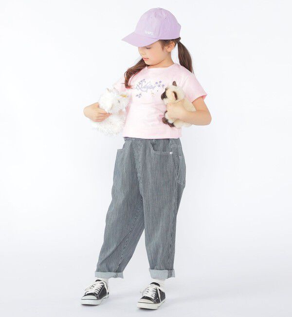 SHIPS KIDS「SHIPS KIDS:100～130cm / ガーリー エンブロイダリー ロゴ Tシャツ」|Tシャツ・カットソー|
