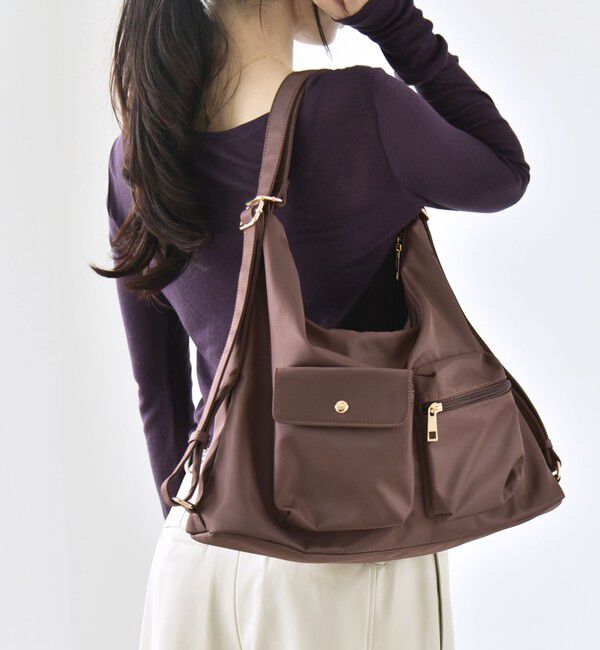 quaranciel「〈撥水加工〉3WAY ナイロン リュック / ショルダーバッグ（A4対応）」|ショルダー・メッセンジャー|