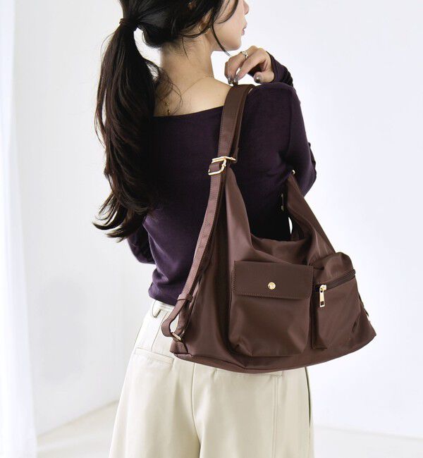 quaranciel「〈撥水加工〉3WAY ナイロン リュック / ショルダーバッグ（A4対応）」|ショルダー・メッセンジャー|