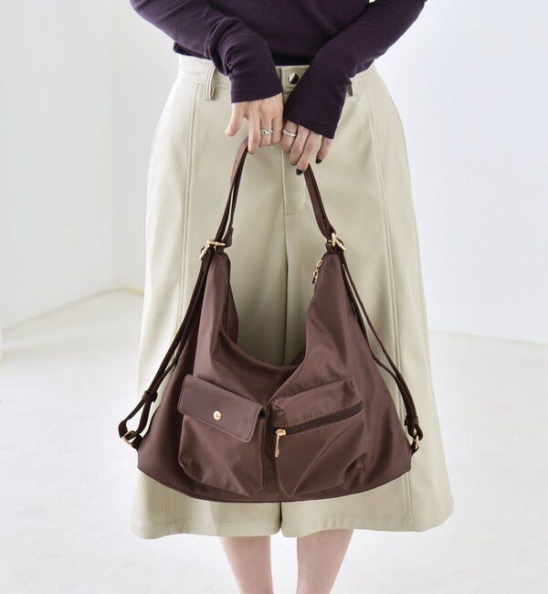 quaranciel「〈撥水加工〉3WAY ナイロン リュック / ショルダーバッグ（A4対応）」|ショルダー・メッセンジャー|