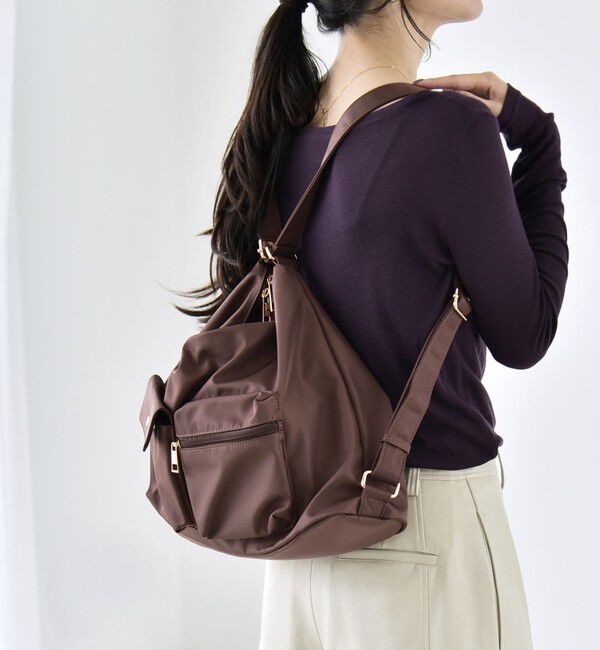 quaranciel「〈撥水加工〉3WAY ナイロン リュック / ショルダーバッグ（A4対応）」|ショルダー・メッセンジャー|