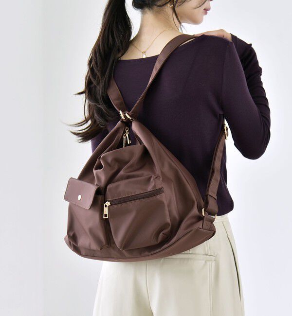 quaranciel「〈撥水加工〉3WAY ナイロン リュック / ショルダーバッグ（A4対応）」|ショルダー・メッセンジャー|