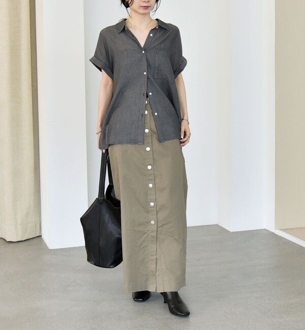 quaranciel「quaranciel:〈手洗い可能〉シアー デニム フレンチスリーブ レギュラー シャツ」|シャツ・ブラウス|