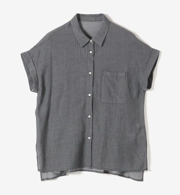 quaranciel「quaranciel:〈手洗い可能〉シアー デニム フレンチスリーブ レギュラー シャツ」|シャツ・ブラウス|