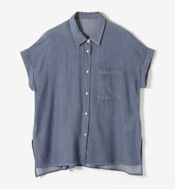 quaranciel「quaranciel:〈手洗い可能〉シアー デニム フレンチスリーブ レギュラー シャツ」|シャツ・ブラウス|