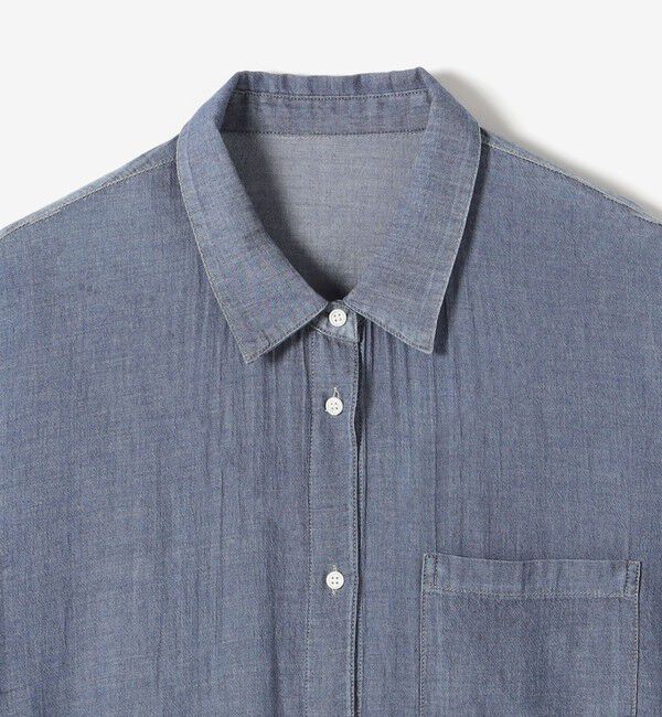 quaranciel「quaranciel:〈手洗い可能〉シアー デニム フレンチスリーブ レギュラー シャツ」|シャツ・ブラウス|