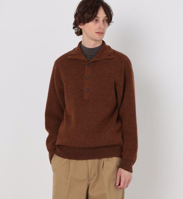 TOMORROWLAND MENS「【WEB先行予約】TOMORROWLAND tricot アルパカ 片畦 スタンドネックポロニット」|ニット・セーター|