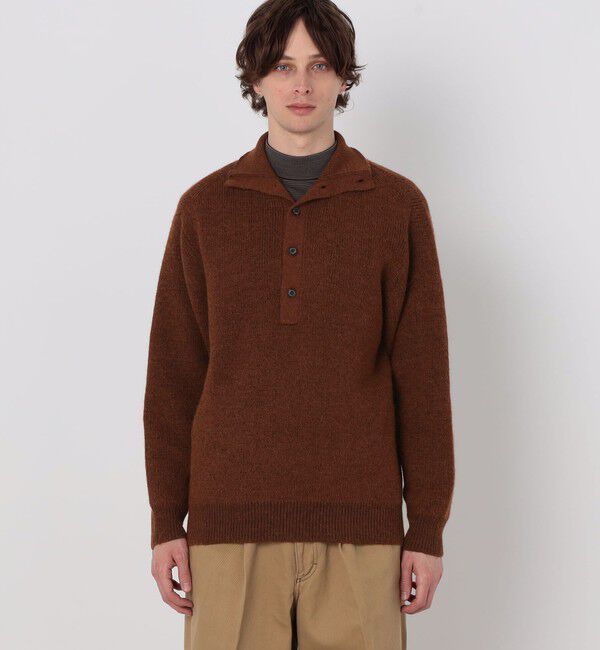 TOMORROWLAND MENS「【WEB先行予約】TOMORROWLAND tricot アルパカ 片畦 スタンドネックポロニット」|ニット・セーター|