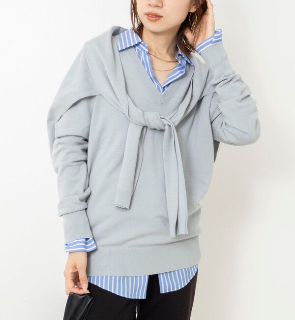 NOLLEY'S「【 SHOP PRESS二見別注カラー】レイヤードピース付きVネックプルオーバー」|ニット・セーター|ミントグリーン