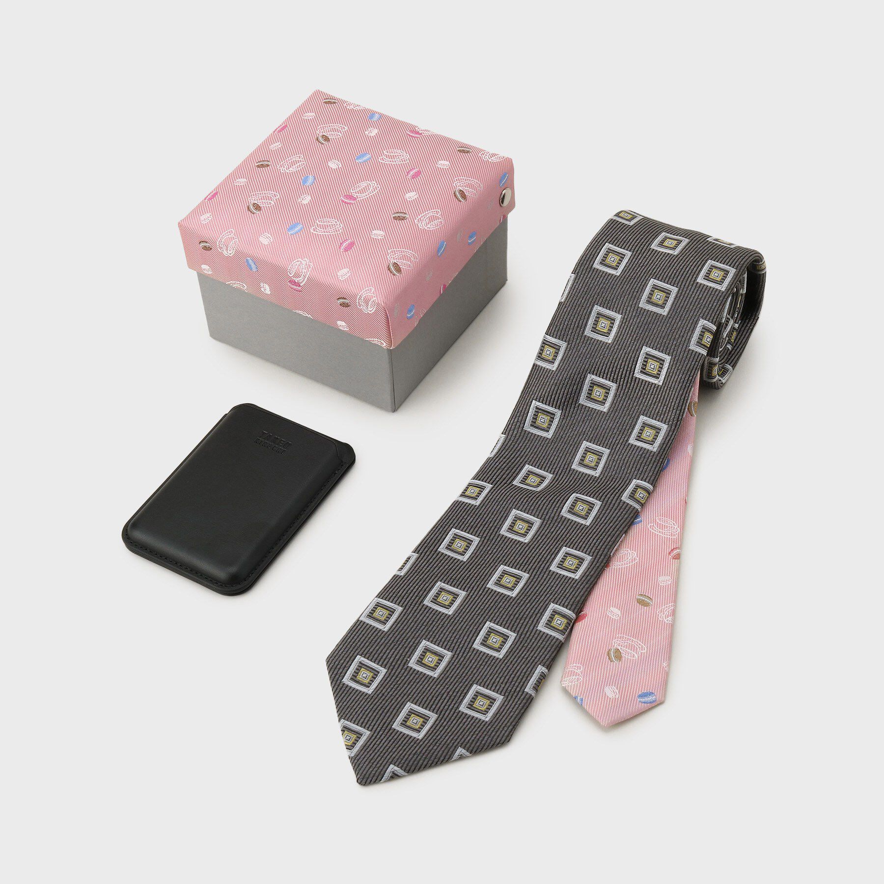 TAKEO KIKUCHI「【BOXセット】スマホスタンド機能付きパスケースとネクタイ」|ネクタイ・蝶ネクタイ|チャコールグレー(4