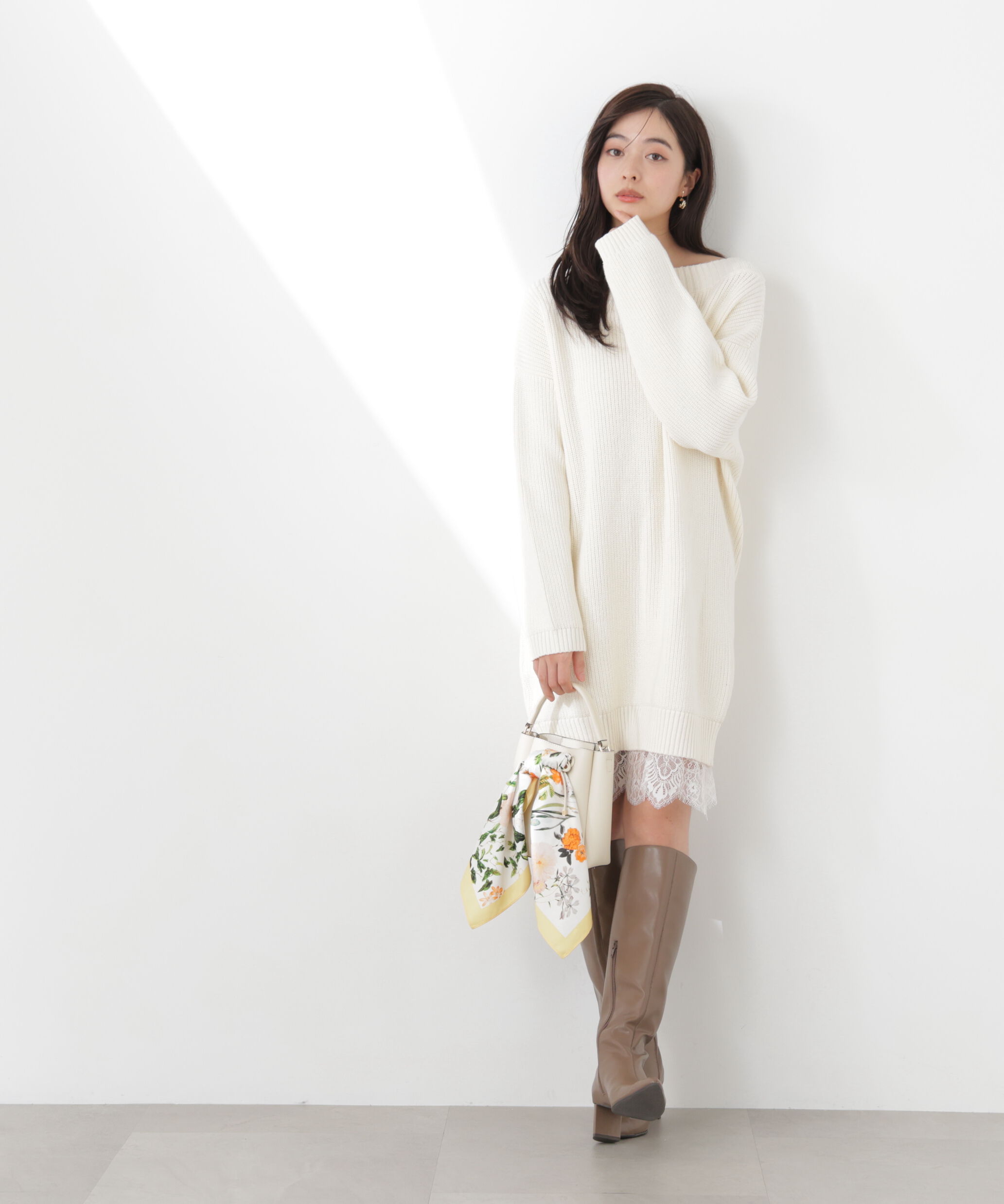 PROPORTION BODY DRESSING「《EDIT COLOGNE》スプリングレースレイヤード風ニットワンピース　26SS」|ワンピース|