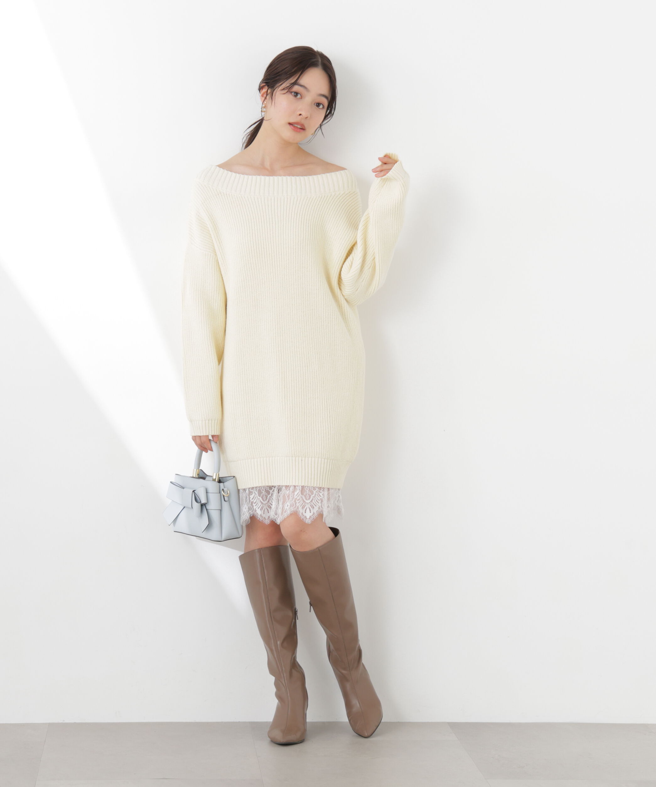 PROPORTION BODY DRESSING「《EDIT COLOGNE》スプリングレースレイヤード風ニットワンピース　26SS」|ワンピース|