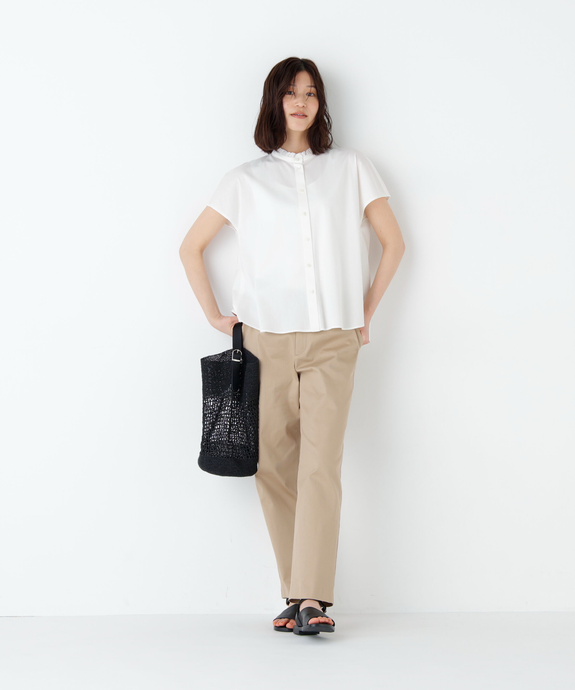  「《名品 / ストレッチ素材》ピケストレッチ細身ストレートパンツ」|その他|
