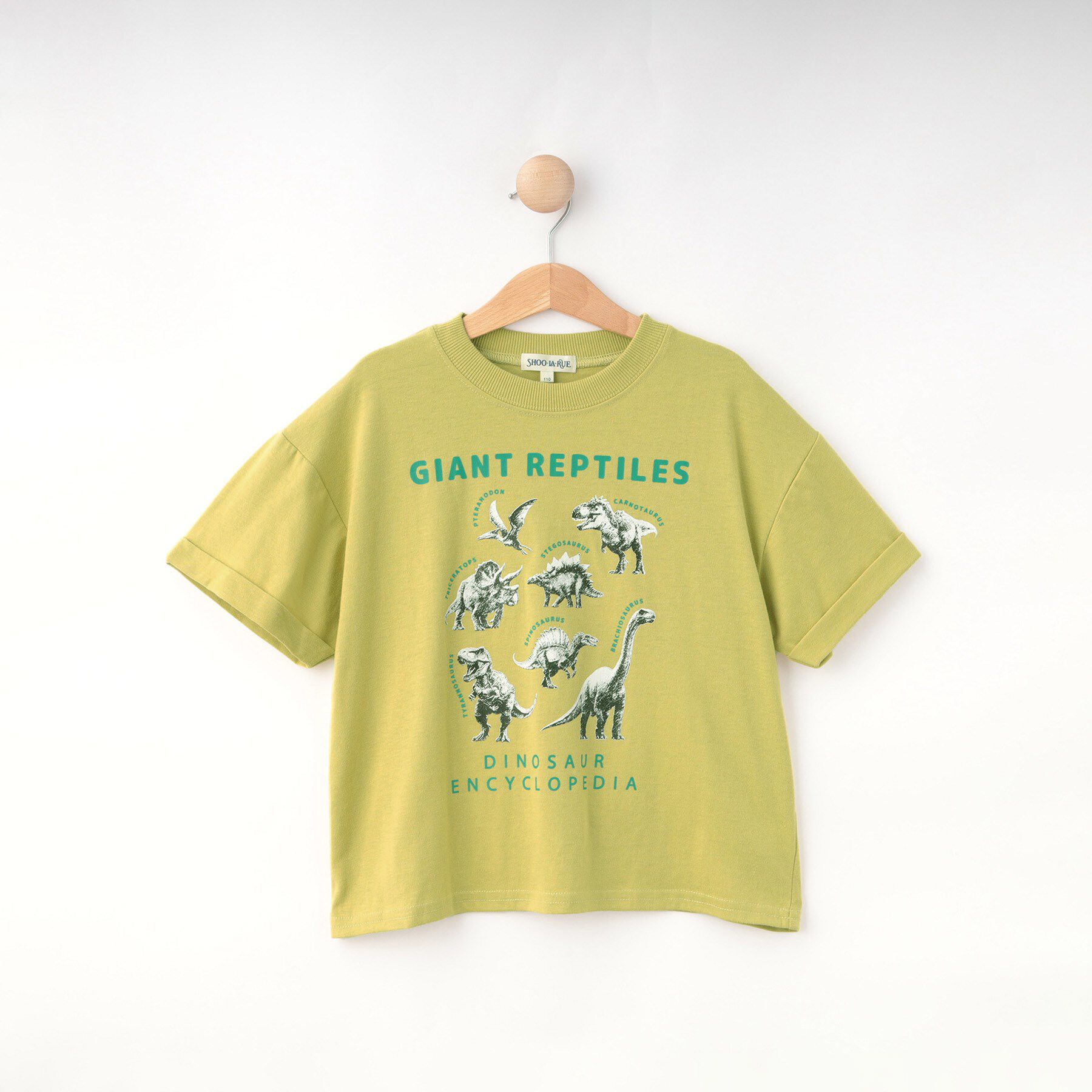 SHOO･LA･RUE「【100-120cm】猛獣恐竜フォト図鑑Tシャツ」|Tシャツ・カットソー|イエロー(032)