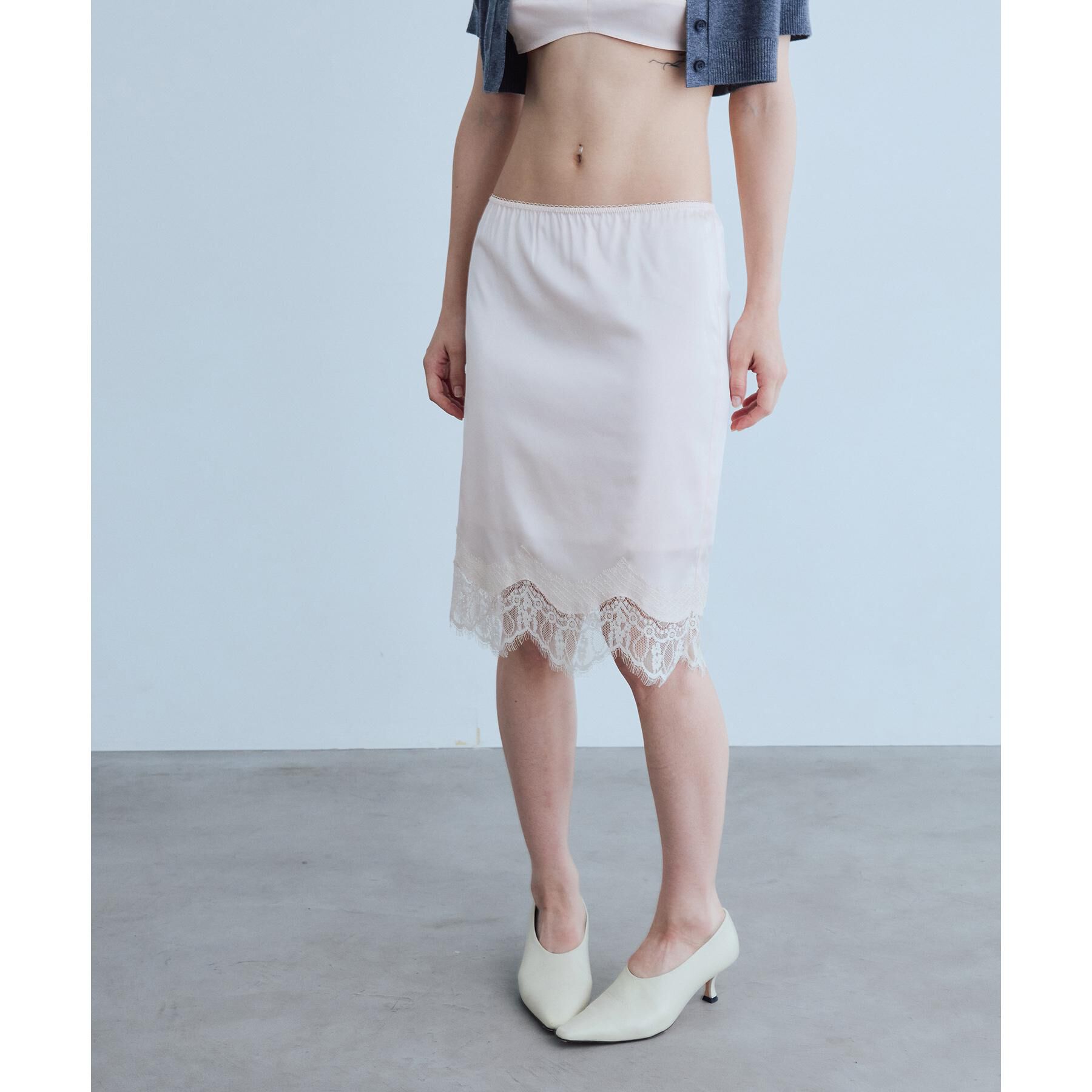 CODE A「UKI UKI＊CODE A｜satin lace skirt」|スカート|