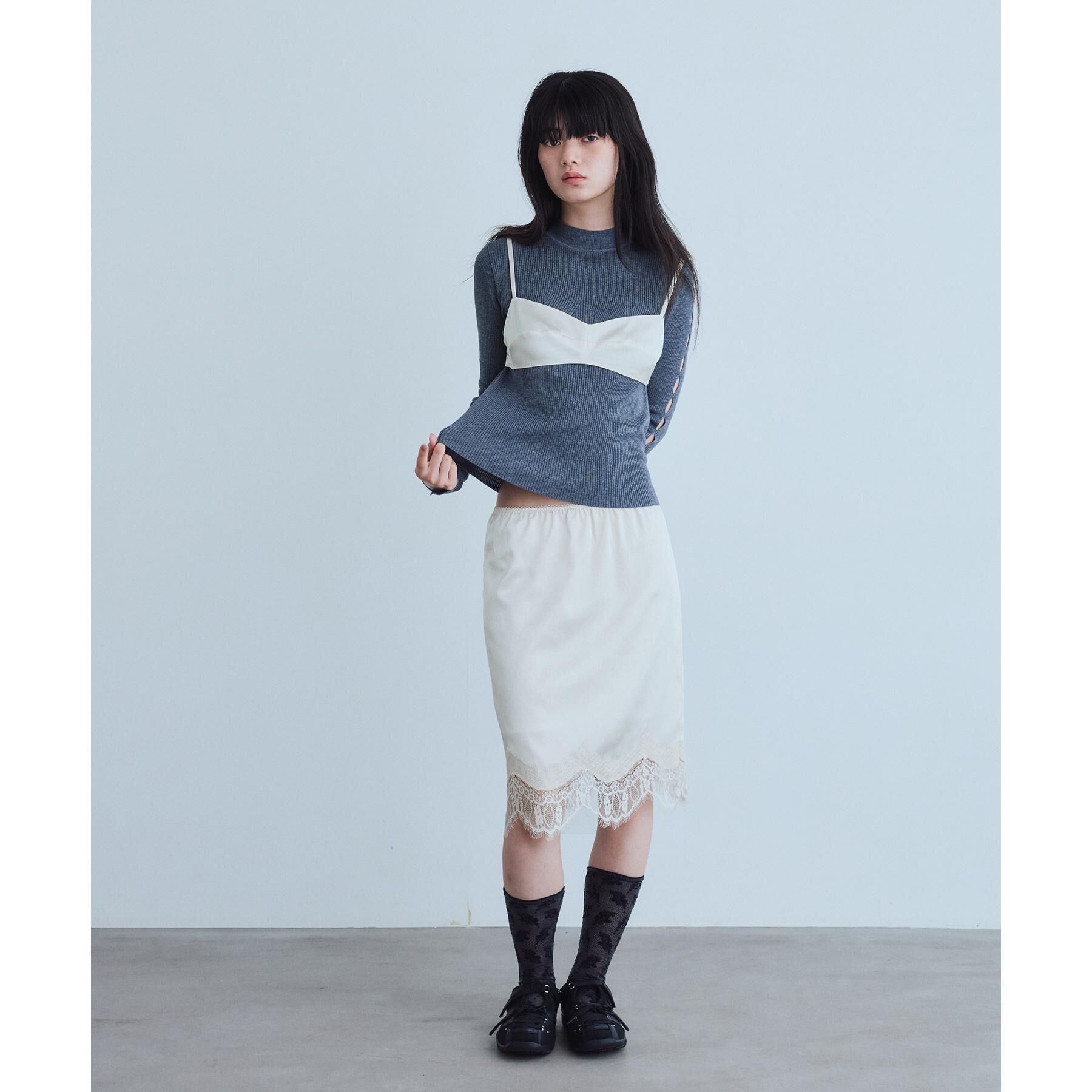 CODE A「UKI UKI＊CODE A｜satin lace skirt」|スカート|