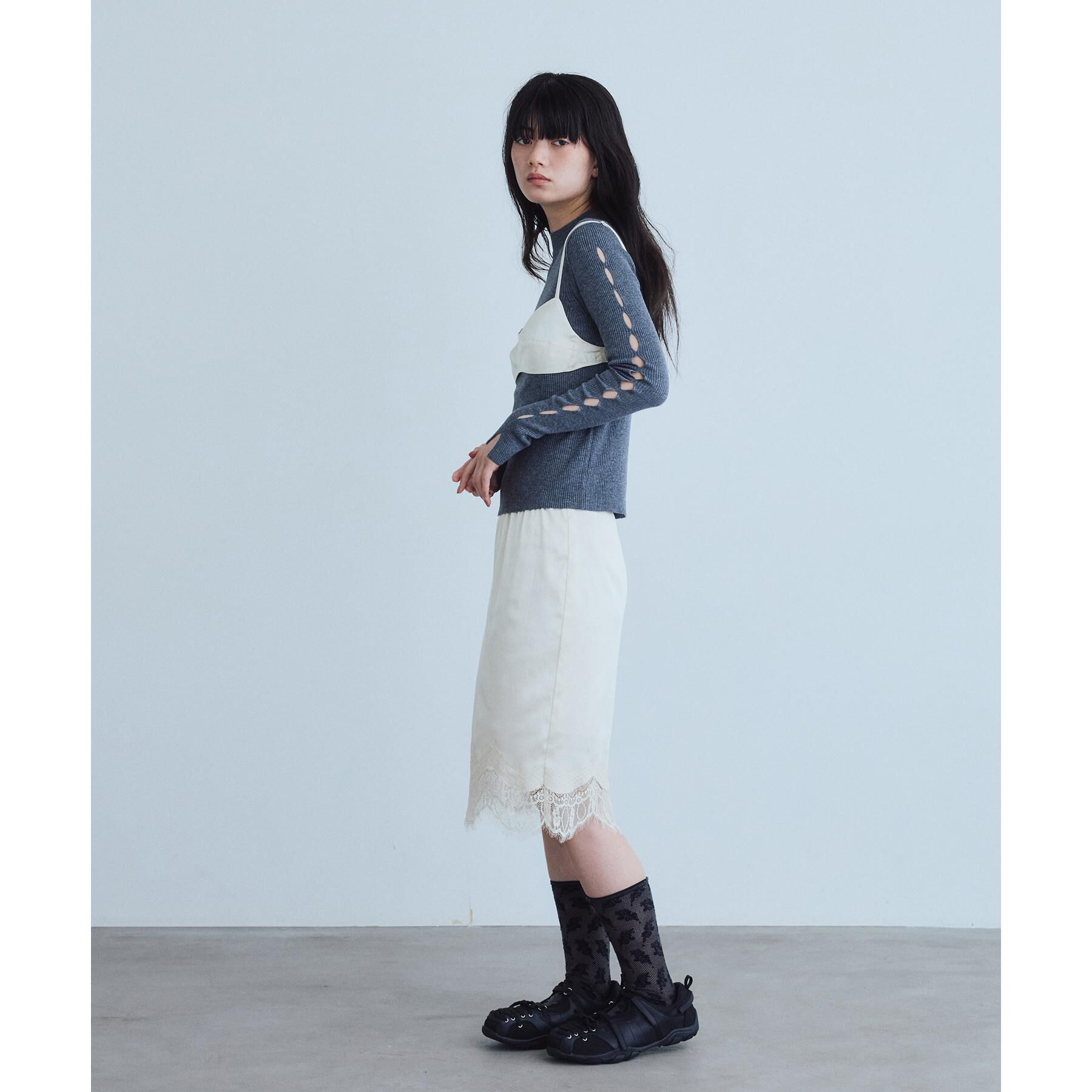 CODE A「UKI UKI＊CODE A｜satin lace skirt」|スカート|