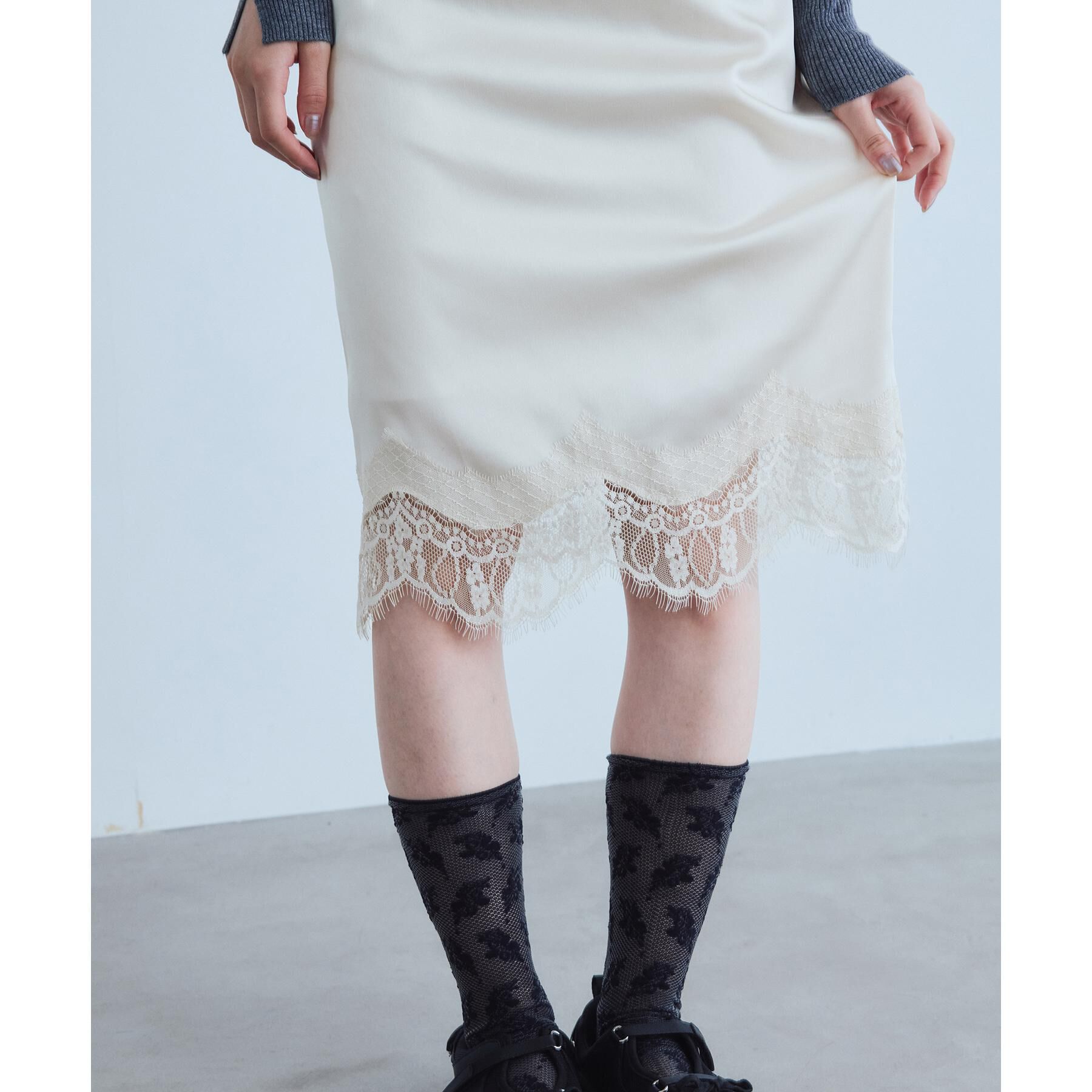 CODE A「UKI UKI＊CODE A｜satin lace skirt」|スカート|