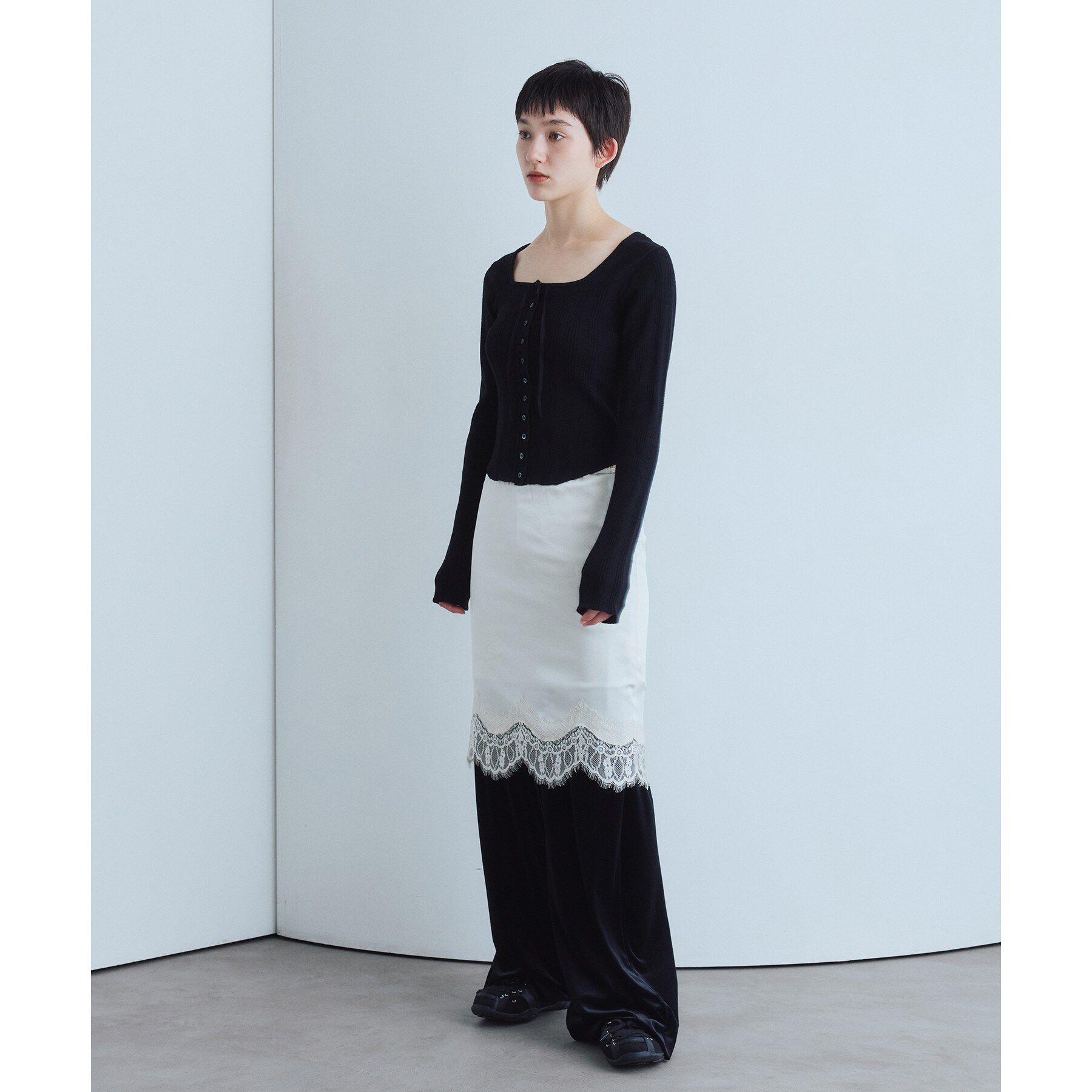 CODE A「UKI UKI＊CODE A｜satin lace skirt」|スカート|