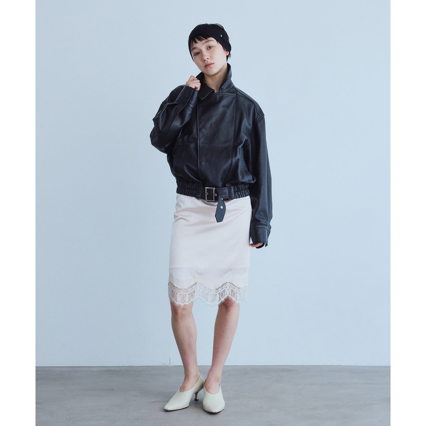 CODE A「UKI UKI＊CODE A｜satin lace skirt」|スカート|