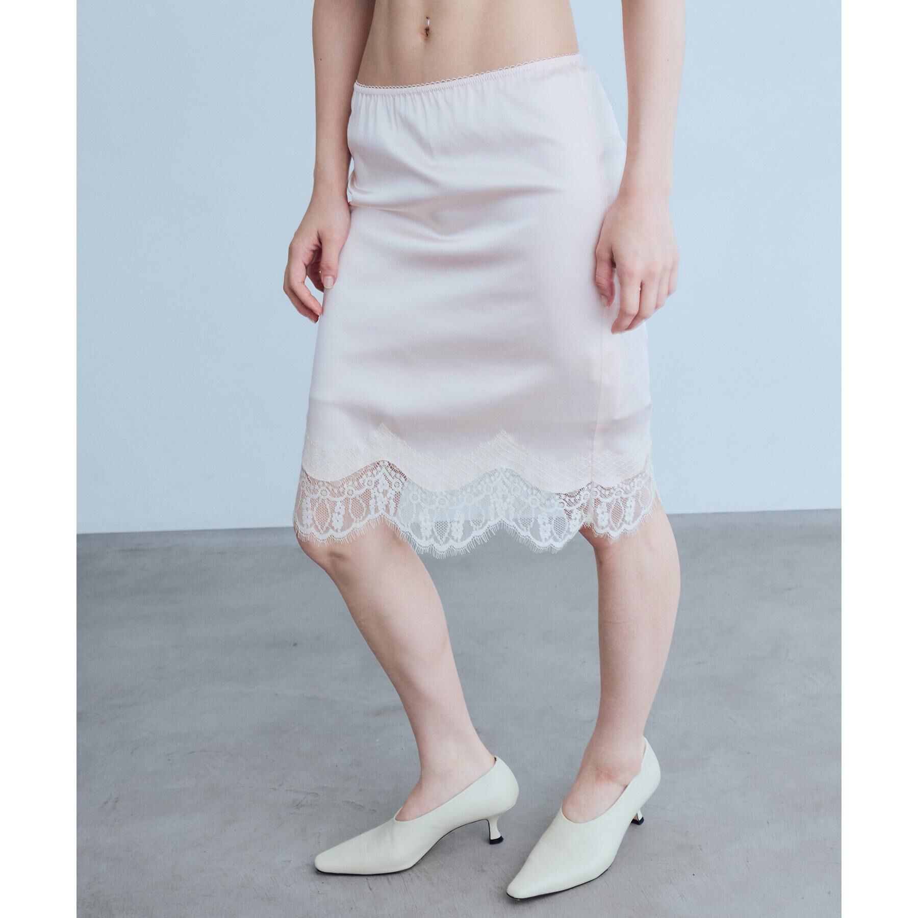 CODE A「UKI UKI＊CODE A｜satin lace skirt」|スカート|ライトピンク(070