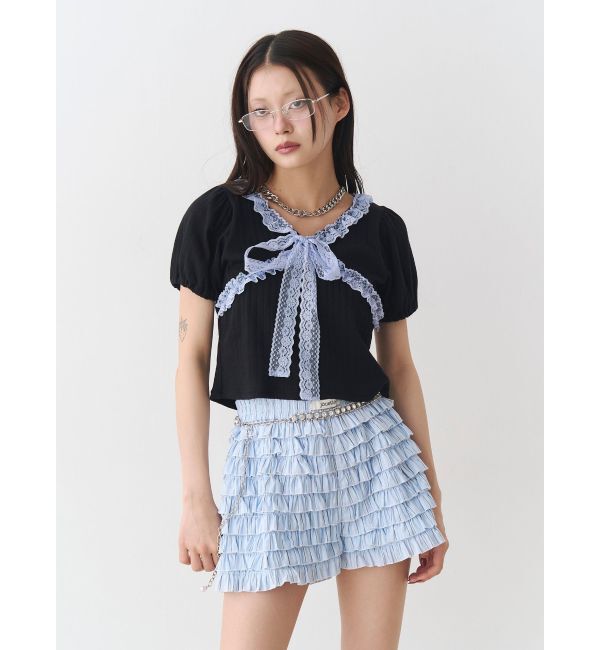 jouetie「レースドッキングパフスリトップス」|Tシャツ・カットソー|