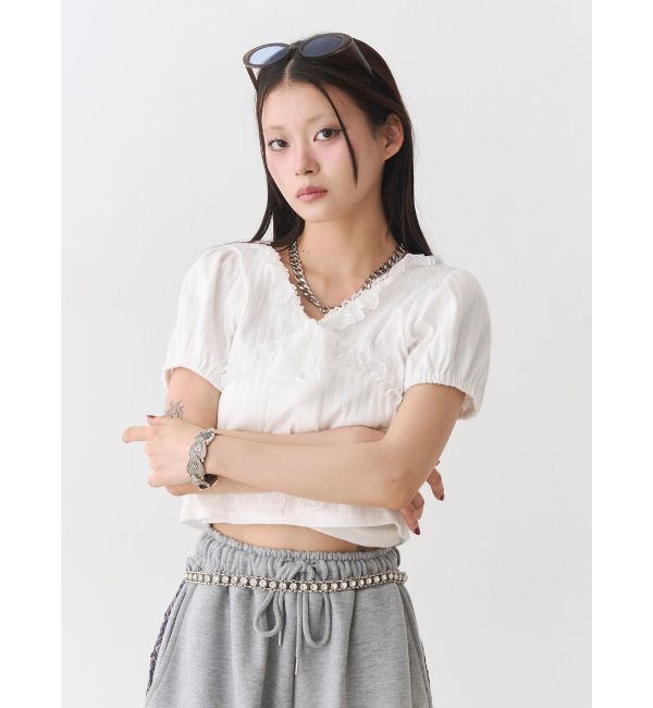 jouetie「レースドッキングパフスリトップス」|Tシャツ・カットソー|