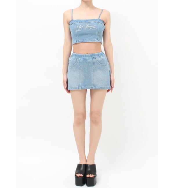 GYDA「bijouカットデニムミニスカートライクショートパンツ」|スカート|
