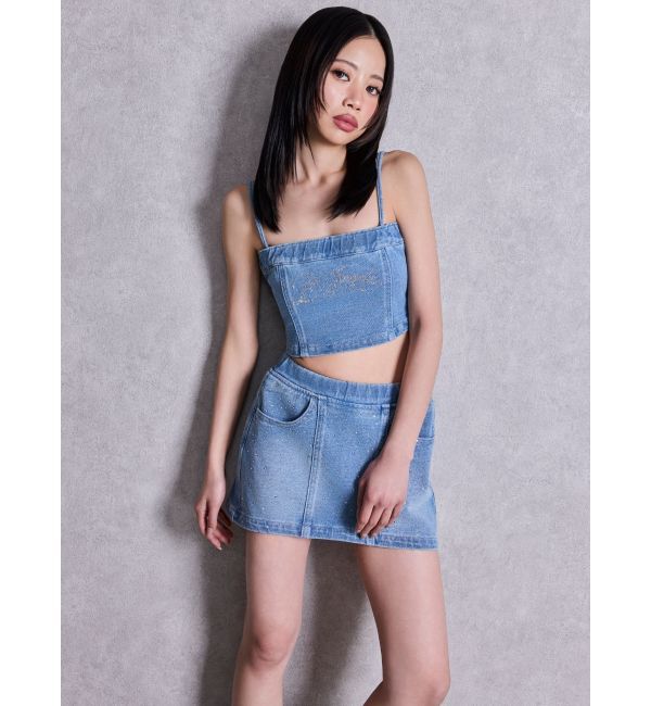 GYDA「bijouカットデニムミニスカートライクショートパンツ」|スカート|
