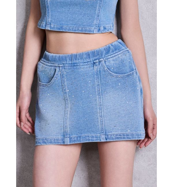 GYDA「bijouカットデニムミニスカートライクショートパンツ」|スカート|アイスブルー