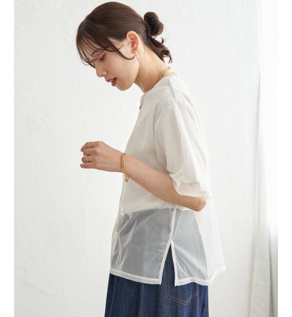 ikka「チュールレイヤードプルオーバー」|Tシャツ・カットソー|