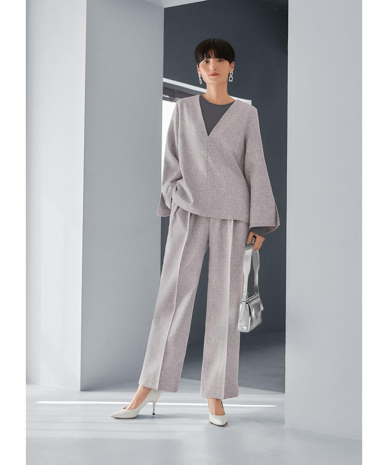STYLE DELI「【LUXE】ライトツイードワイドパンツ」|スラックス|