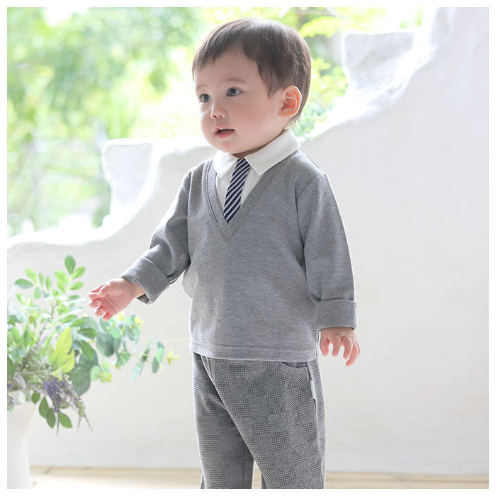 BACKYARD FAMILY「アエナック ベビー服 aenak 通販 フォーマル 男の子 パンツ セーター Vネックスーツ」|その他ベビーウェア|