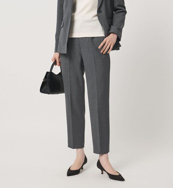 UNITED ARROWS「ダブルクロス スリムパンツ ‐ストレッチ ウォッシャブル‐」|スラックス|DK.GRAY