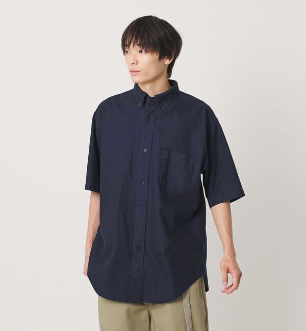 NICE WEATHER「＜NICE WEATHER＞ボタンダウン ショートスリーブシャツ」|シャツ・ブラウス|NAVY