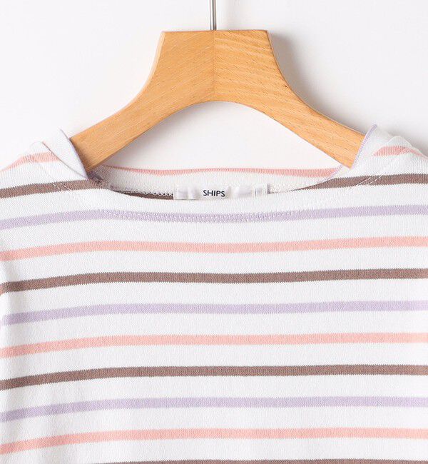 SHIPS KIDS「SHIPS KIDS:140～150cm/ボーダー フリル ロングスリーブ Tシャツ」|Tシャツ・カットソー|
