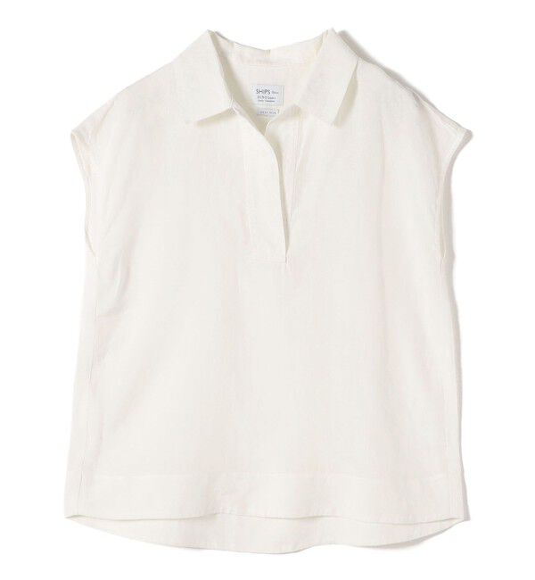 SHIPS Colors 「SHIPS Colors:〈洗濯機可能〉ユーロリネン (EURO Linen) フレンチスリーブ スキッパーブラウス◇」|シャツ・ブラウス|
