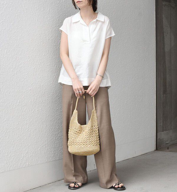 SHIPS Colors 「SHIPS Colors:〈洗濯機可能〉ユーロリネン (EURO Linen) フレンチスリーブ スキッパーブラウス◇」|シャツ・ブラウス|