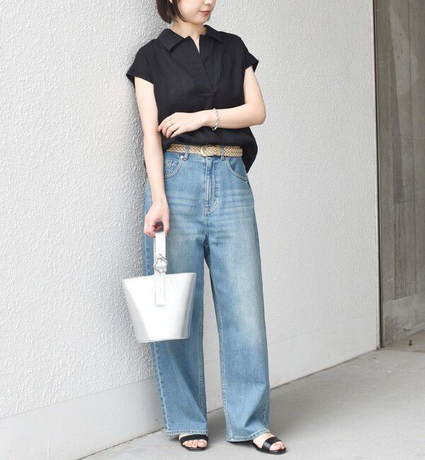 SHIPS Colors 「SHIPS Colors:〈洗濯機可能〉ユーロリネン (EURO Linen) フレンチスリーブ スキッパーブラウス◇」|シャツ・ブラウス|