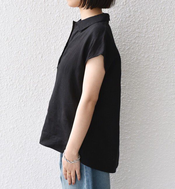 SHIPS Colors 「SHIPS Colors:〈洗濯機可能〉ユーロリネン (EURO Linen) フレンチスリーブ スキッパーブラウス◇」|シャツ・ブラウス|