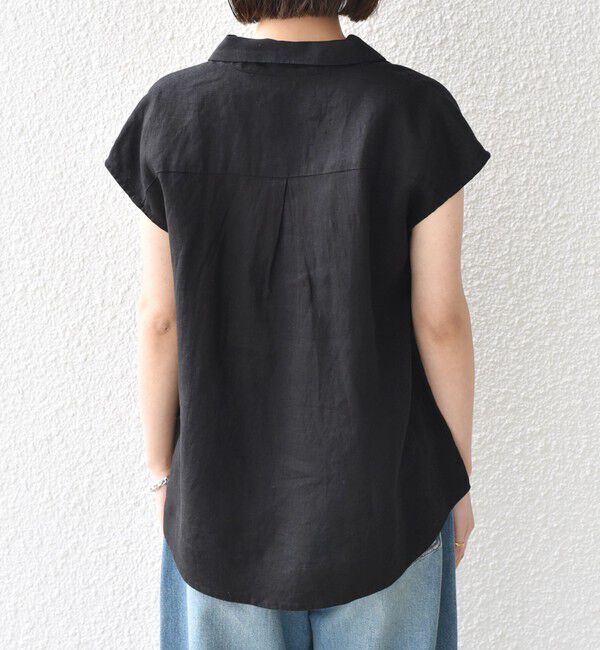 SHIPS Colors 「SHIPS Colors:〈洗濯機可能〉ユーロリネン (EURO Linen) フレンチスリーブ スキッパーブラウス◇」|シャツ・ブラウス|